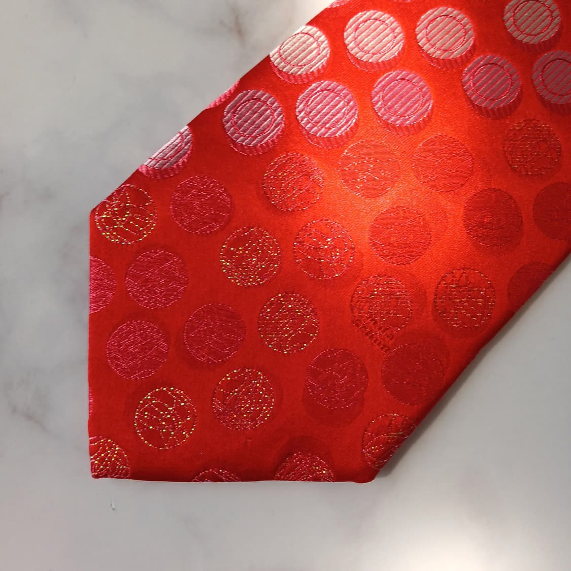 밀라숀 실크 레드 자카드 패턴 넥타이 9cm S~A+등급 E812
 상품이미지7