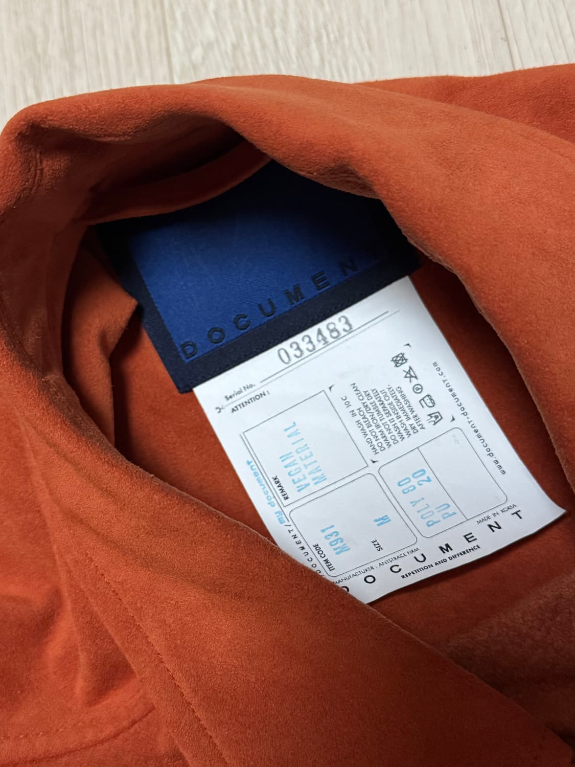 도큐먼트 비건 스웨이드 오버셔츠 오렌지 M 상품이미지2