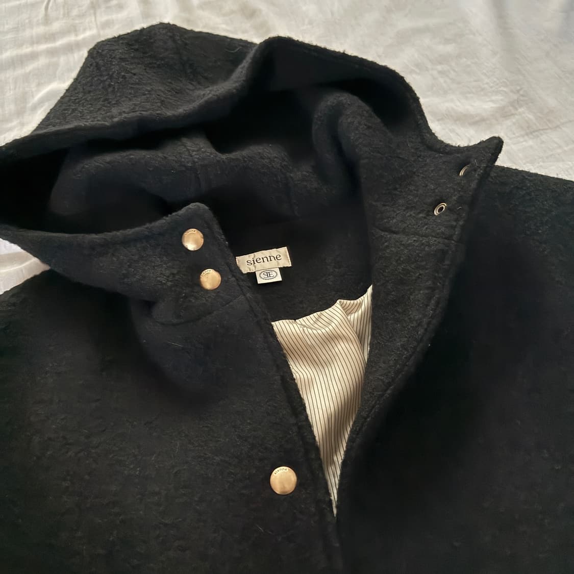 시엔느 스웨디시 노어 블랙 롱 후드 코트 상품이미지2