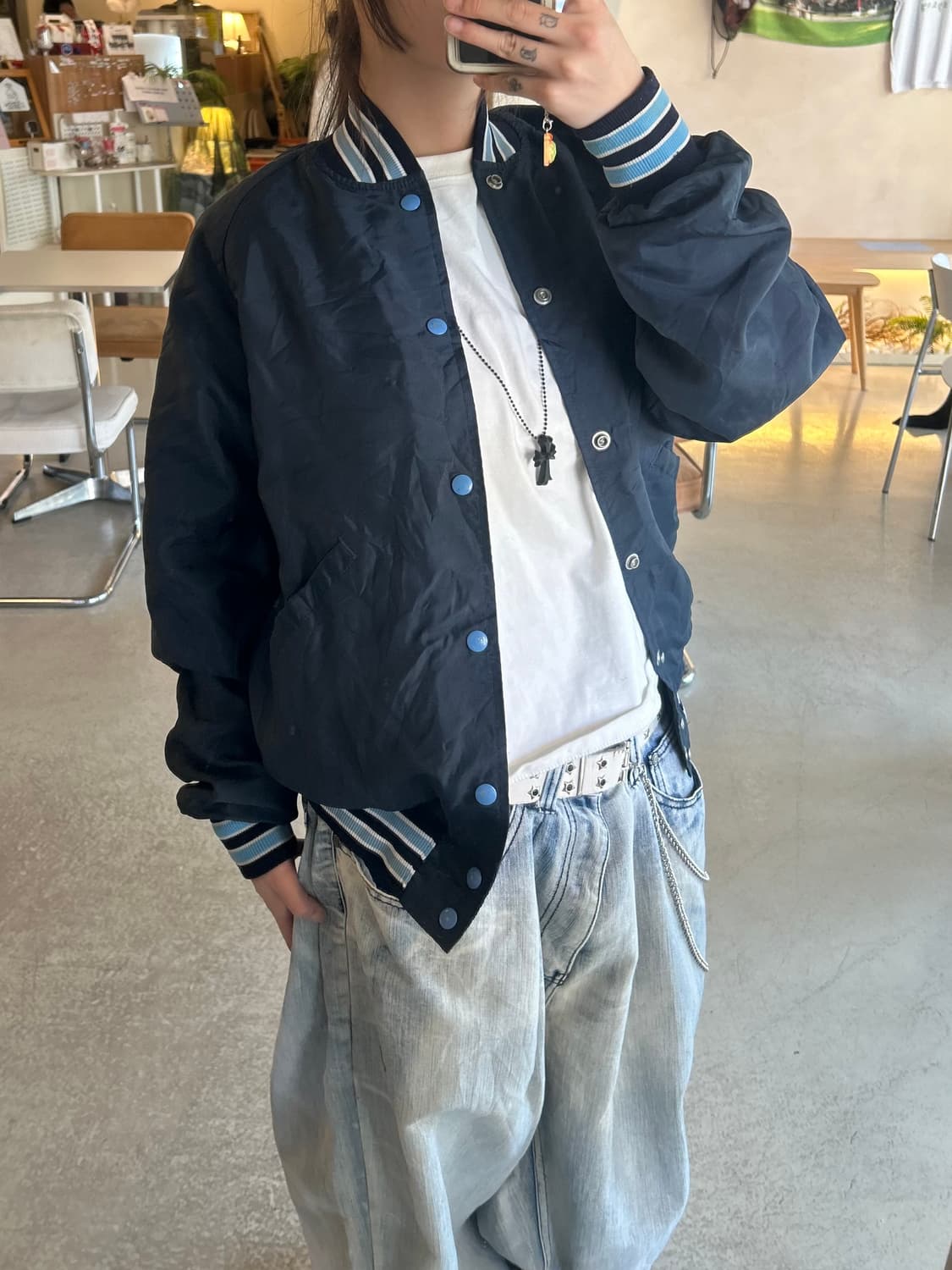 90s 올드스쿨 아메리칸 빈티지 나일론 바시티 자켓 상품이미지5