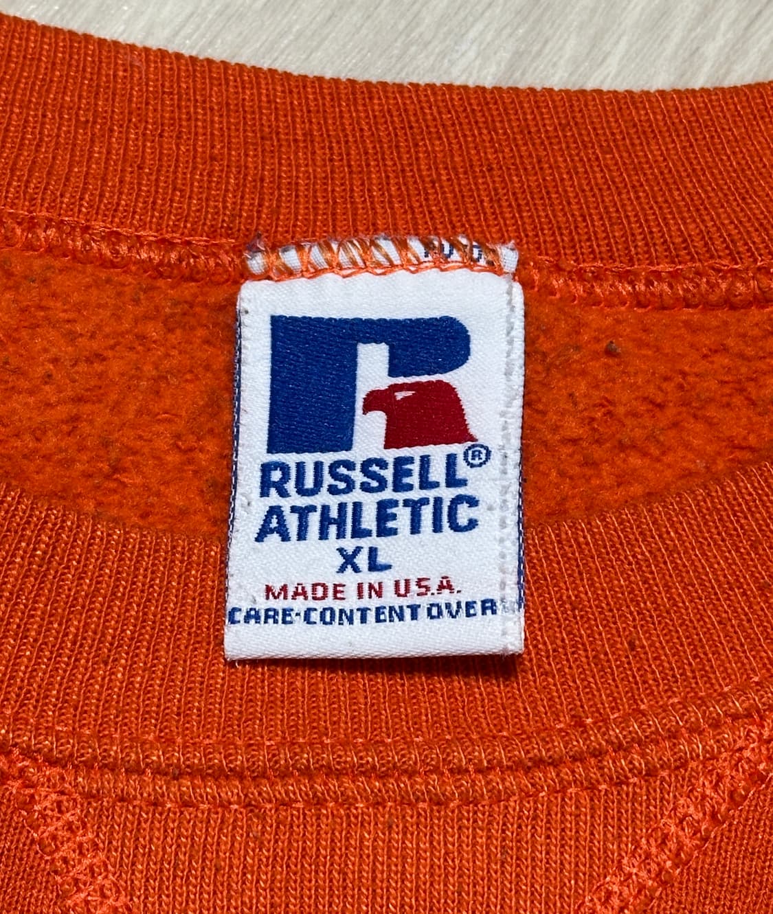 90s russell 러셀 스웻셔츠 오렌지 XL 상품이미지5