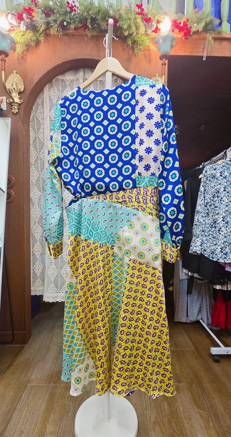 ZARA ( L )✨ 패치워크 패턴 미디 원피스 (정가99,900) 상품이미지4