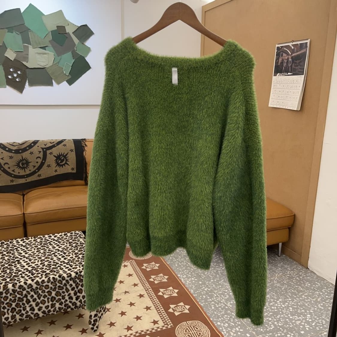 노매뉴얼 캐주얼 오버핏 올리브그린 헤어리 니트 M C09702 상품이미지4