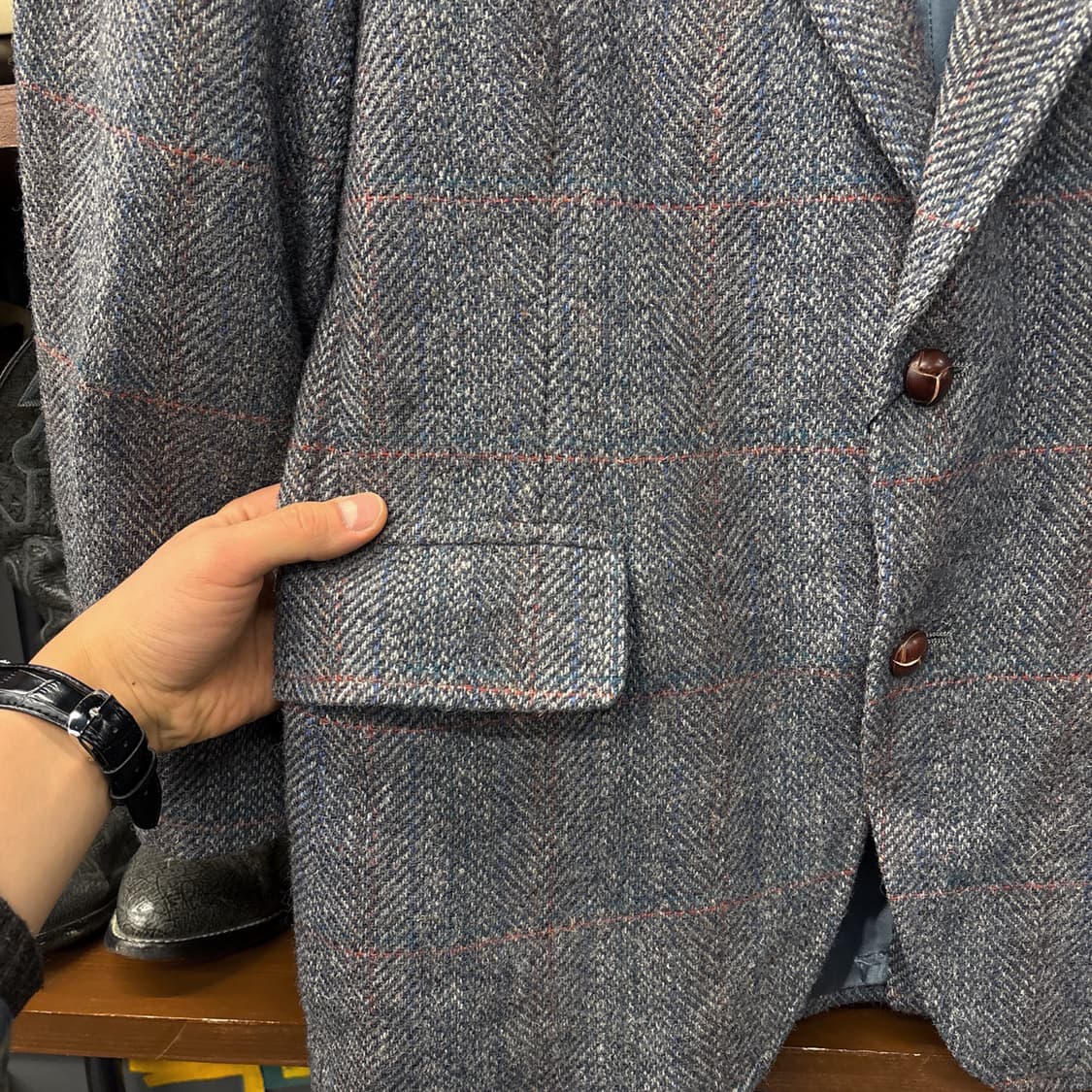 80s 펜들턴 퓨어 버진 울 트위드체크 2버튼 블레이저 자켓 N368 상품이미지5