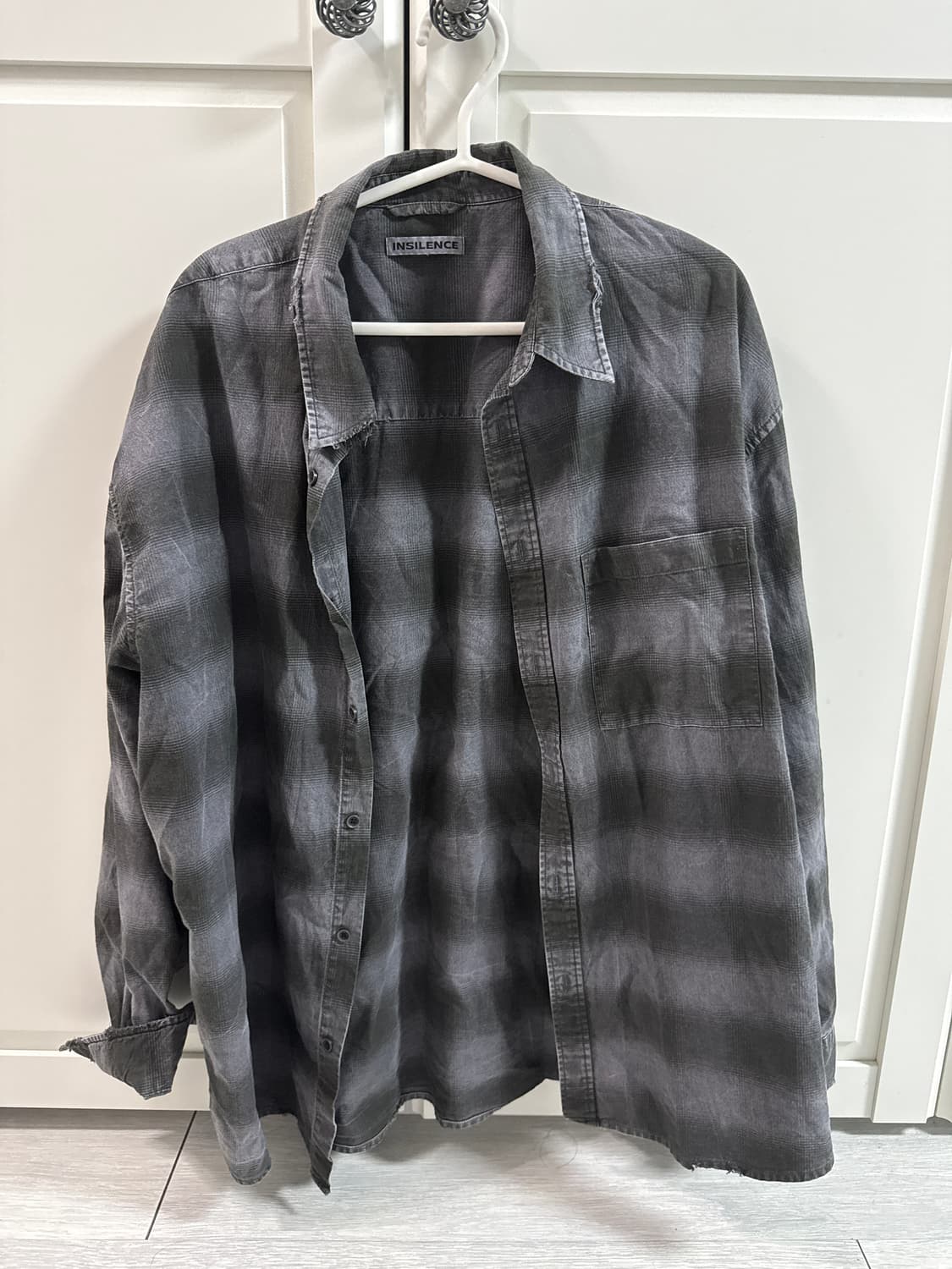 디스트로이드 다잉 체크 셔츠 GREY 상품이미지1