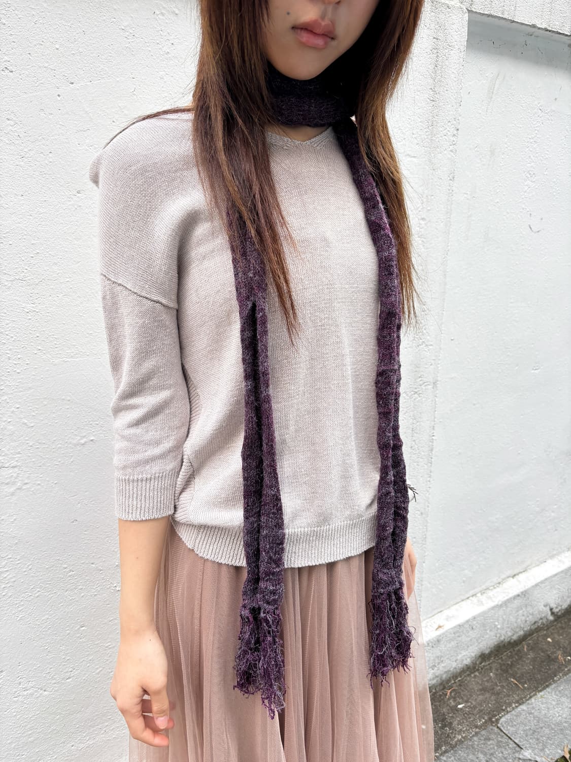 빈티지 비즈 브이넥 린넨 니트 상품이미지3