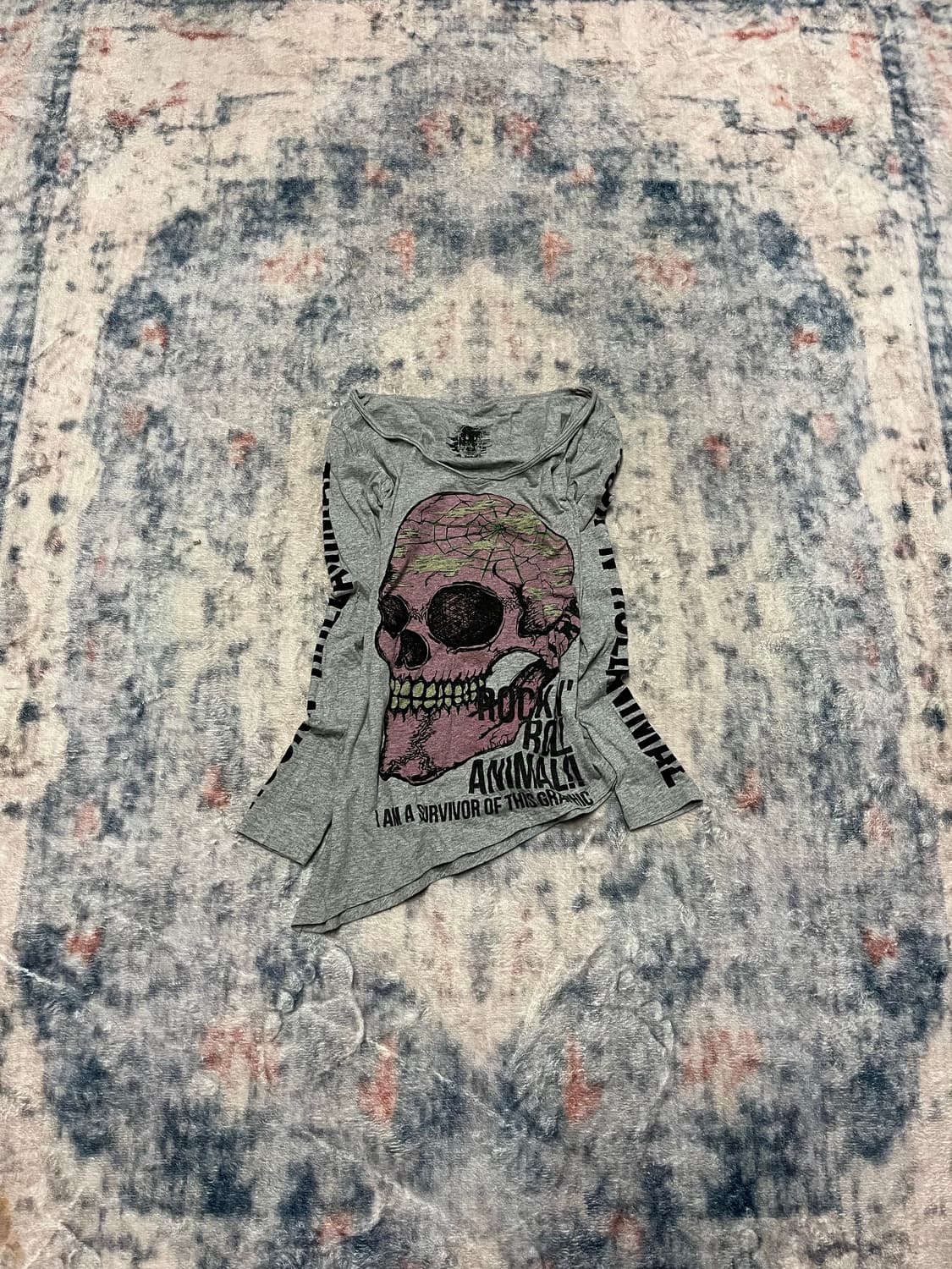 Glad news punk skull asymmetry cut sew 상품이미지1