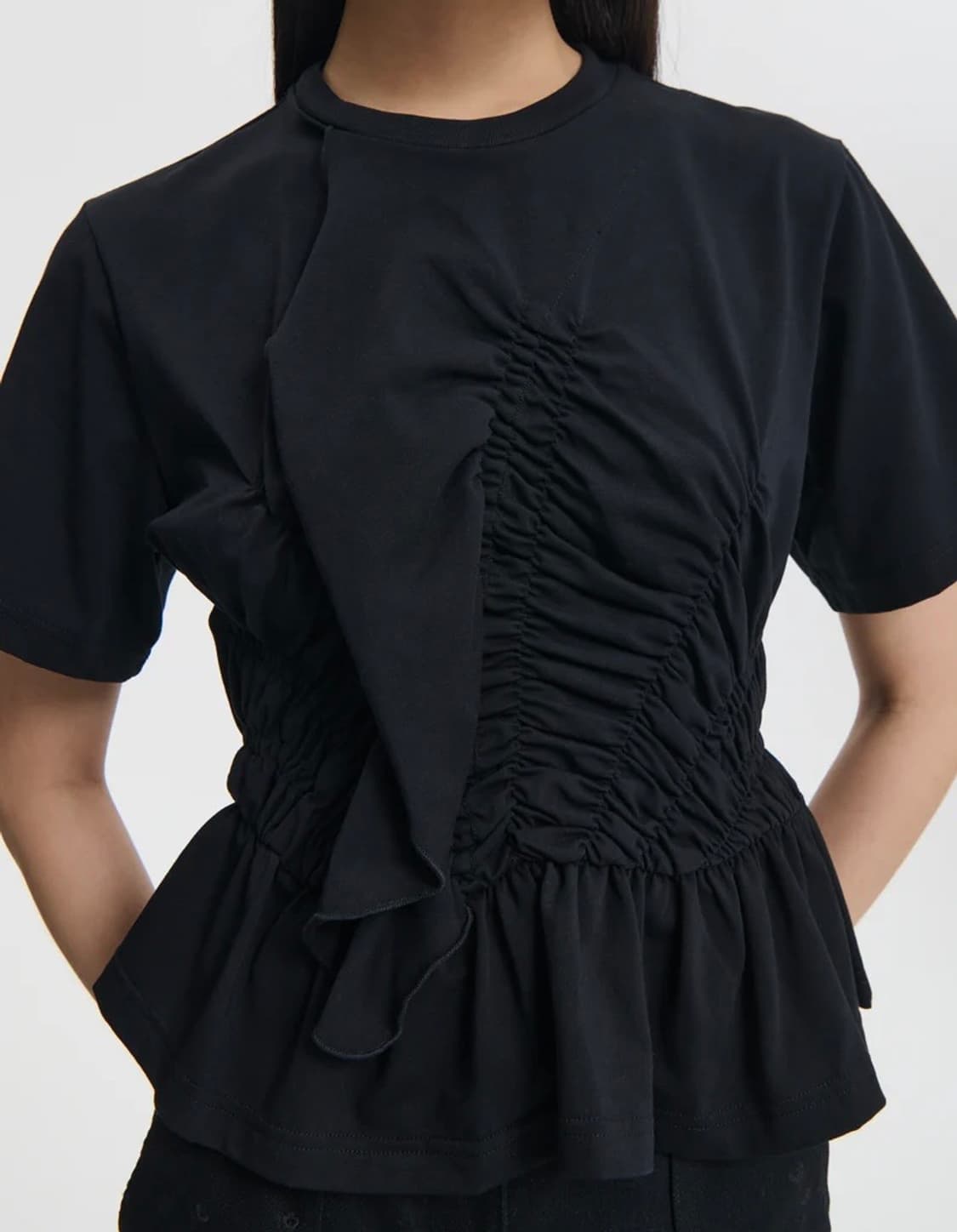 [XS,S,M]세실리에 반센 ACE TOP 프릴 티셔츠/블랙 상품이미지1