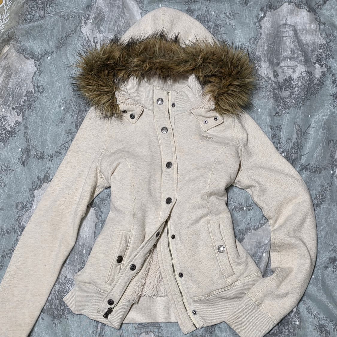 빈티지 아베크롬비 오트밀 울프죠 후드 집업 y2k 상품이미지2