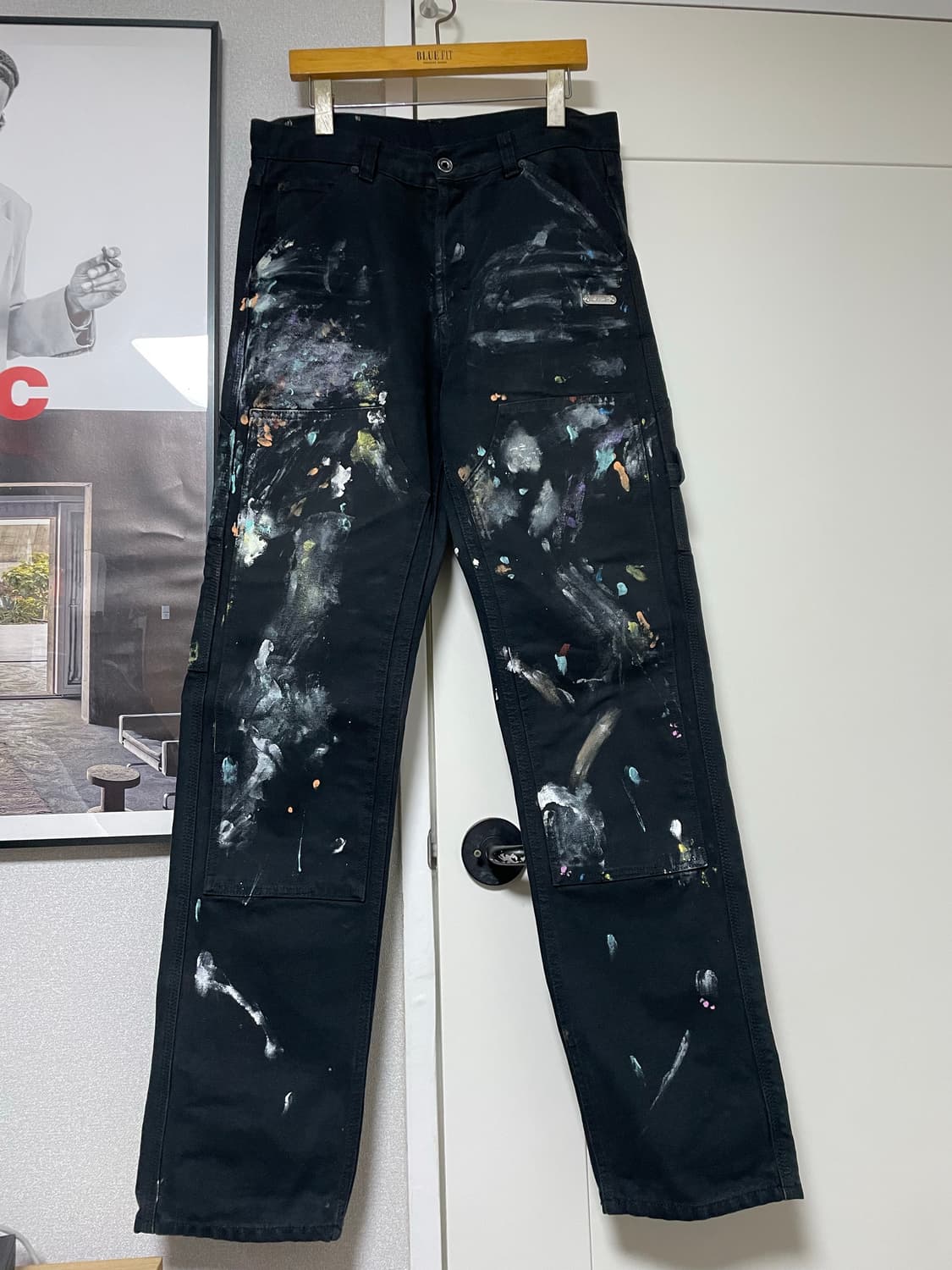 오프화이트 더블 니 페인트 스플래터 카펜터 데님 상품이미지1