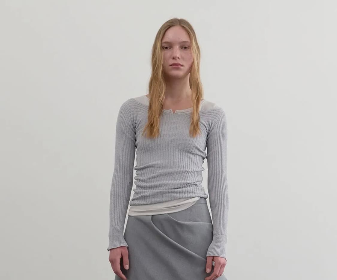 repos 골지 워머 니트 (blue grey) 상품이미지1