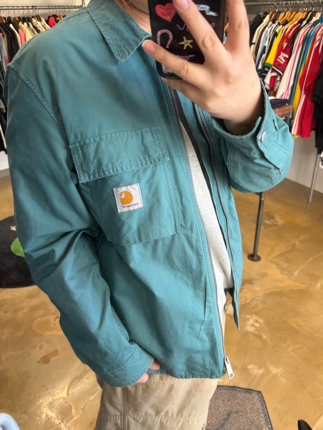 칼하트 민트 워크 셔츠 자켓 상품이미지1