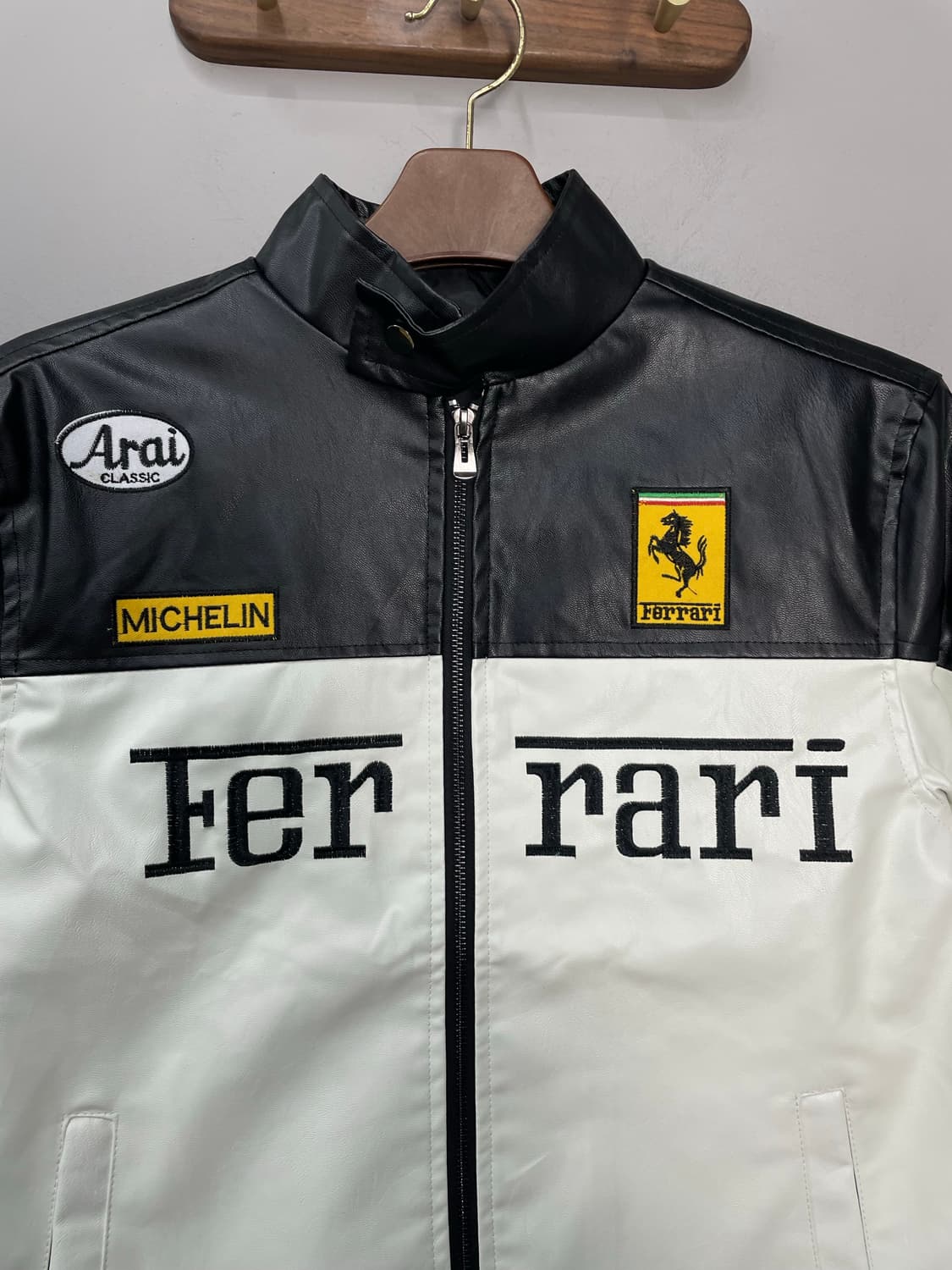 페라리 F1 자수로고 블랙 레더자켓 H1842 상품이미지3