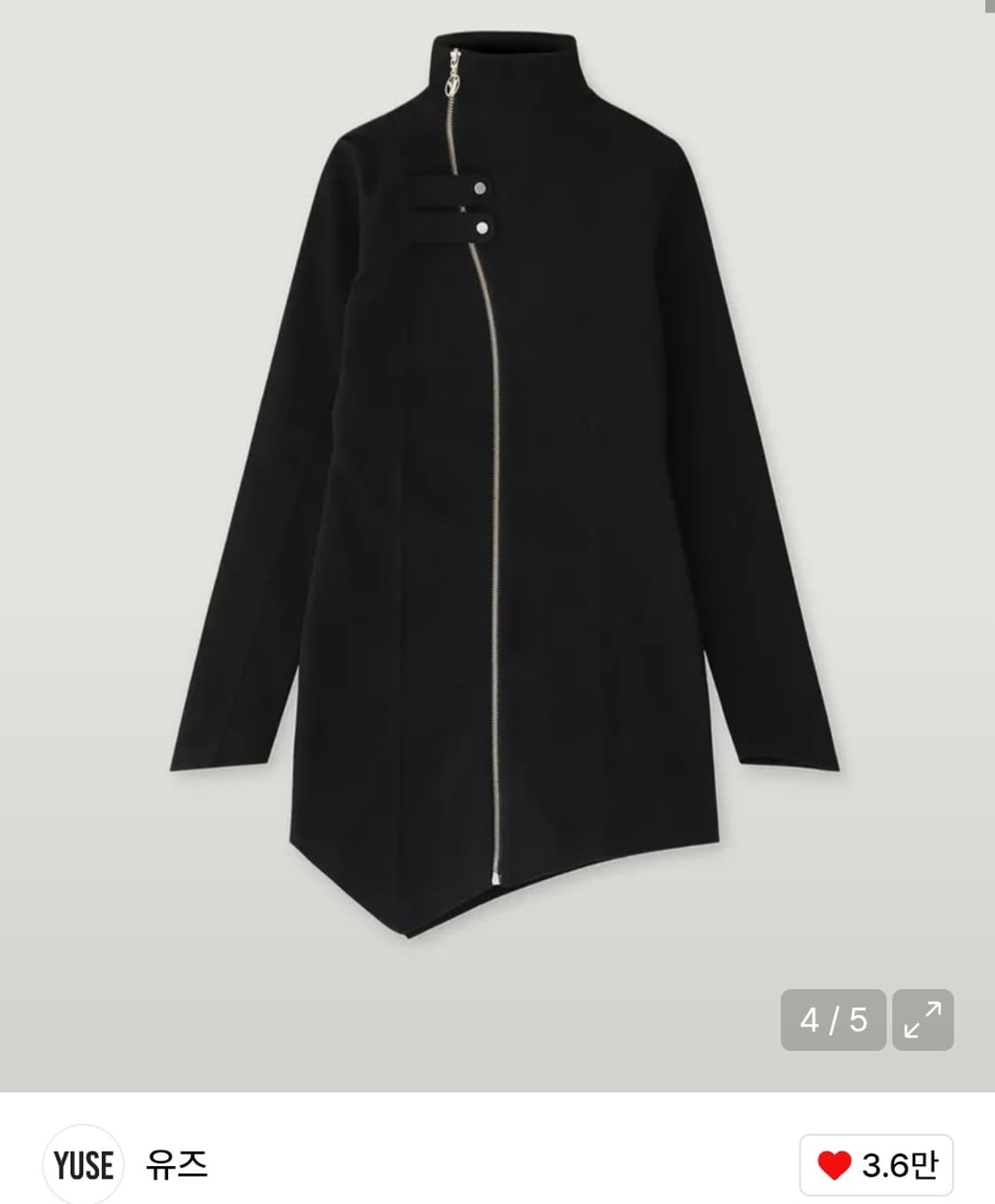 유즈 언발란스 집업 드레스 탑 블랙 상품이미지3