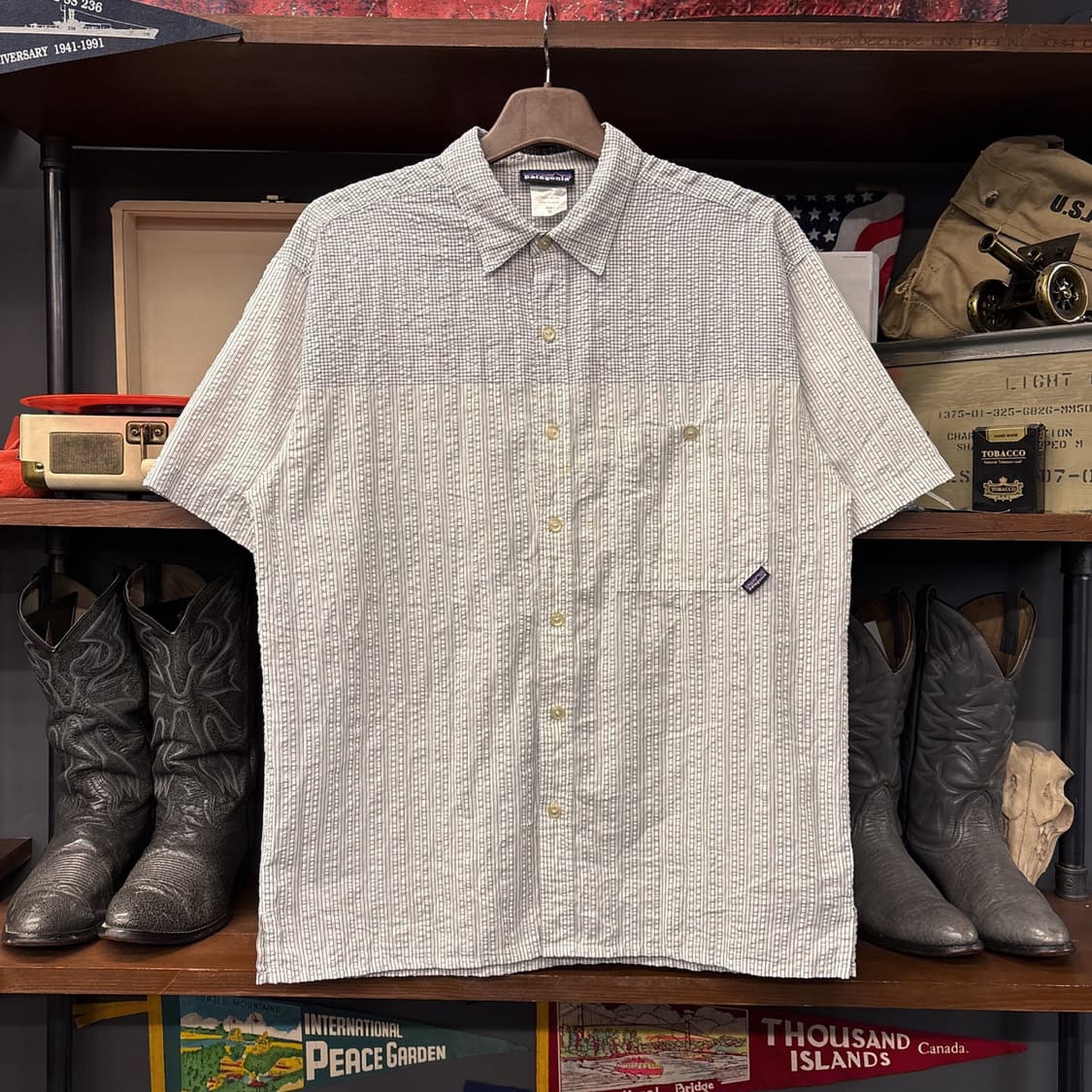 00s 파타고니아 멀티 스트라이프 패턴 시어서커 셔츠 사선탭 N1030 상품이미지1