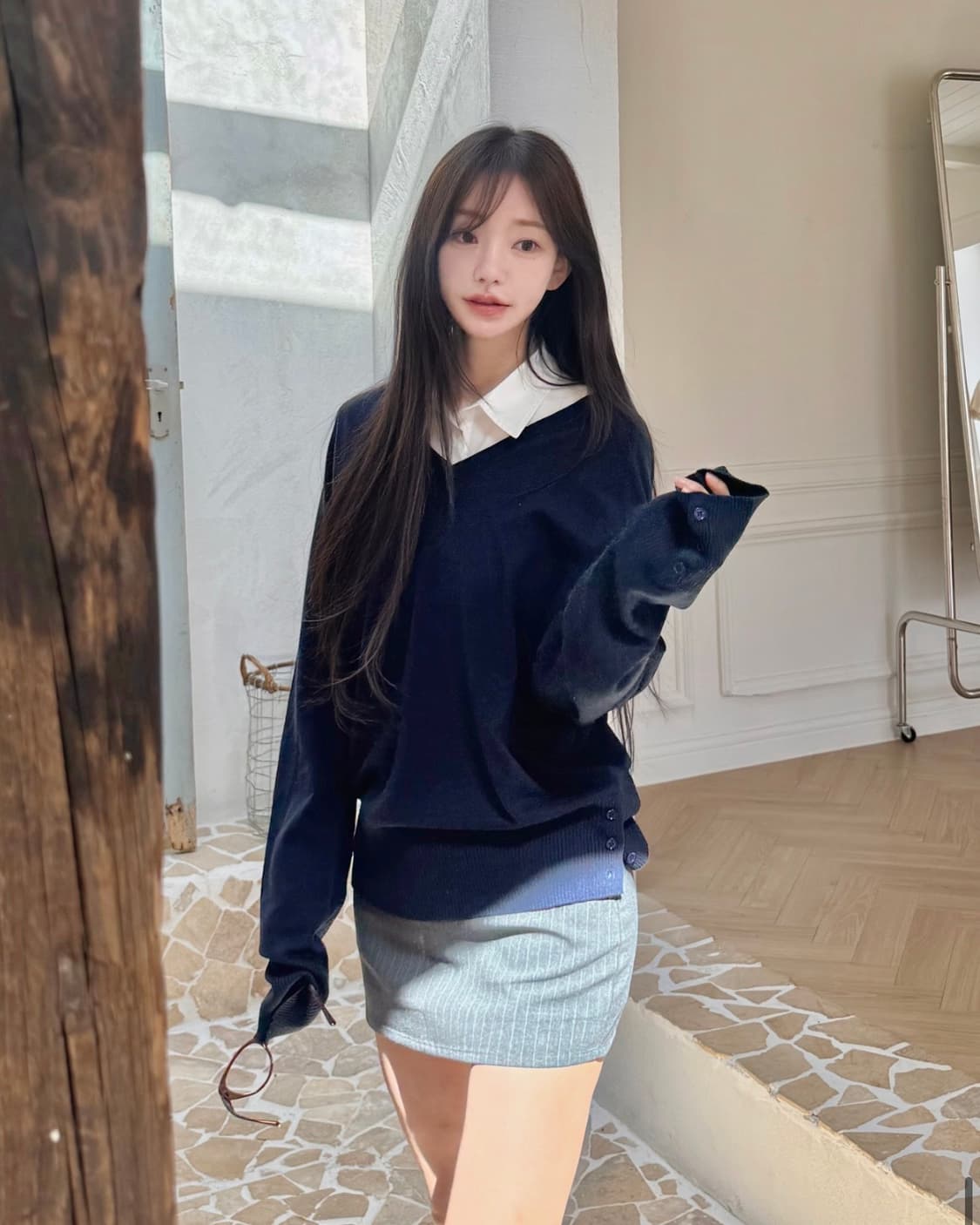 카인다미 브이넥 니트 티 상품이미지4