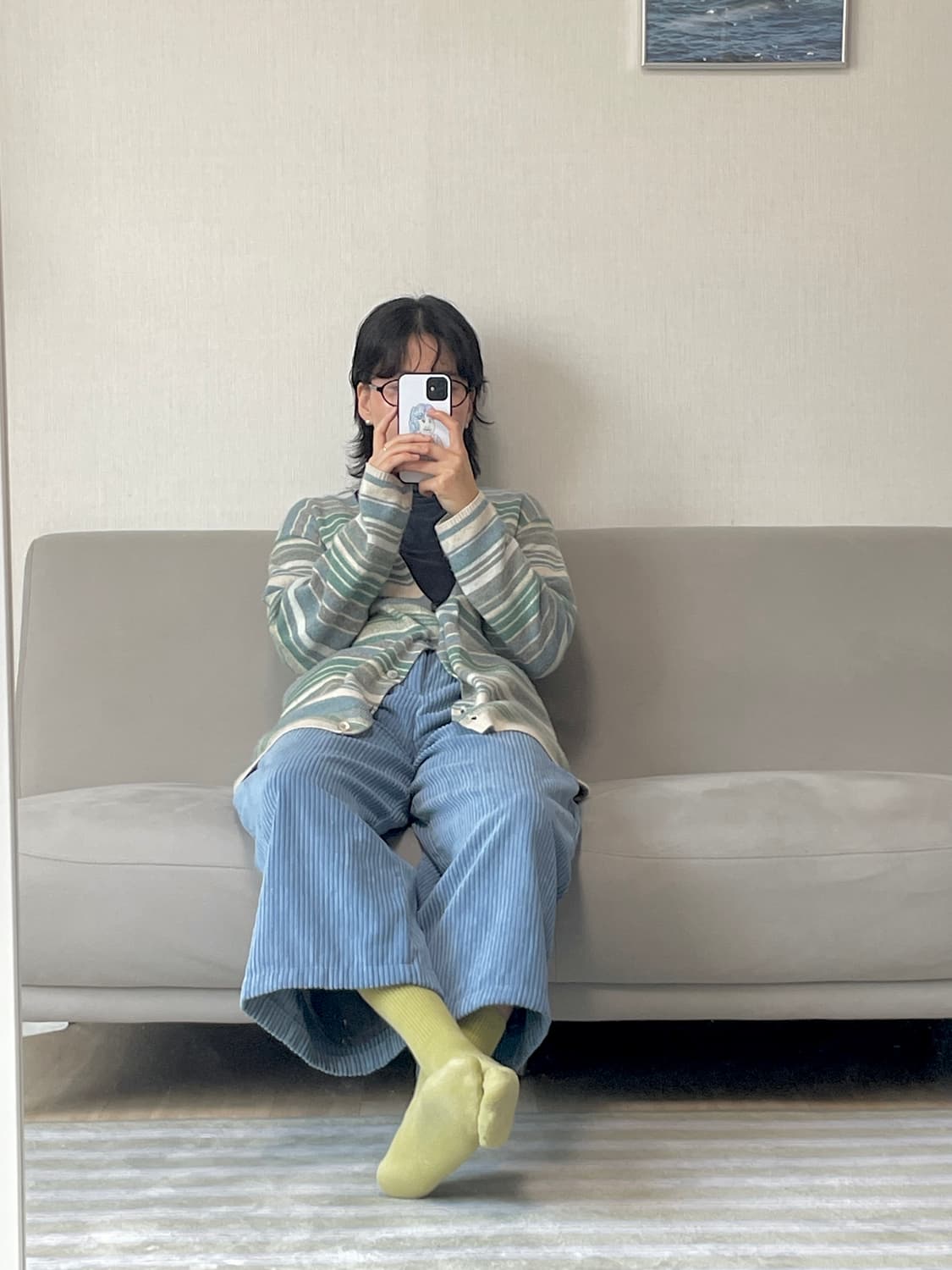 코듀로이 바지 일본 빈티지 블루 상품이미지2