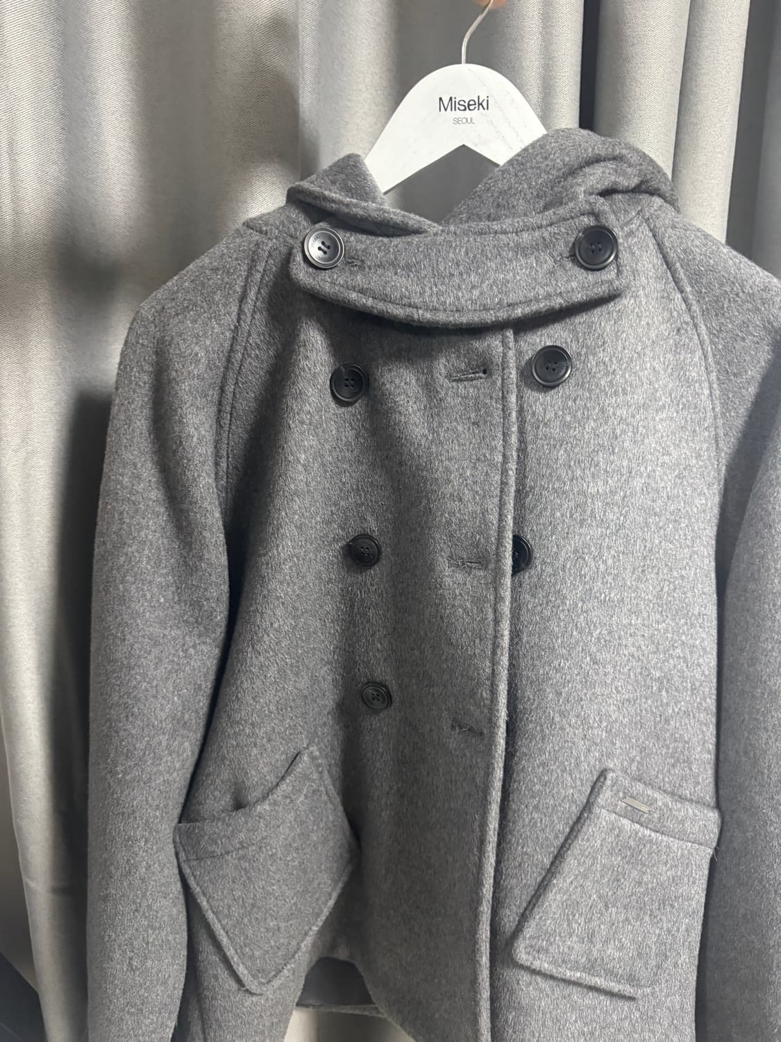 미세키서울 더블 하프 코트 Hoodie double button coat 상품이미지2