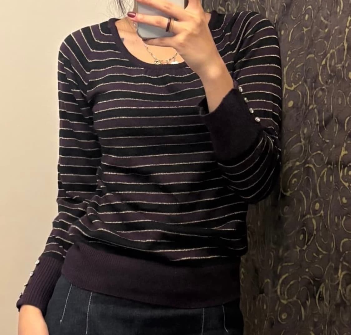 Japanese vintage stripe knit 야노 아야네깔 🖤 상품이미지2