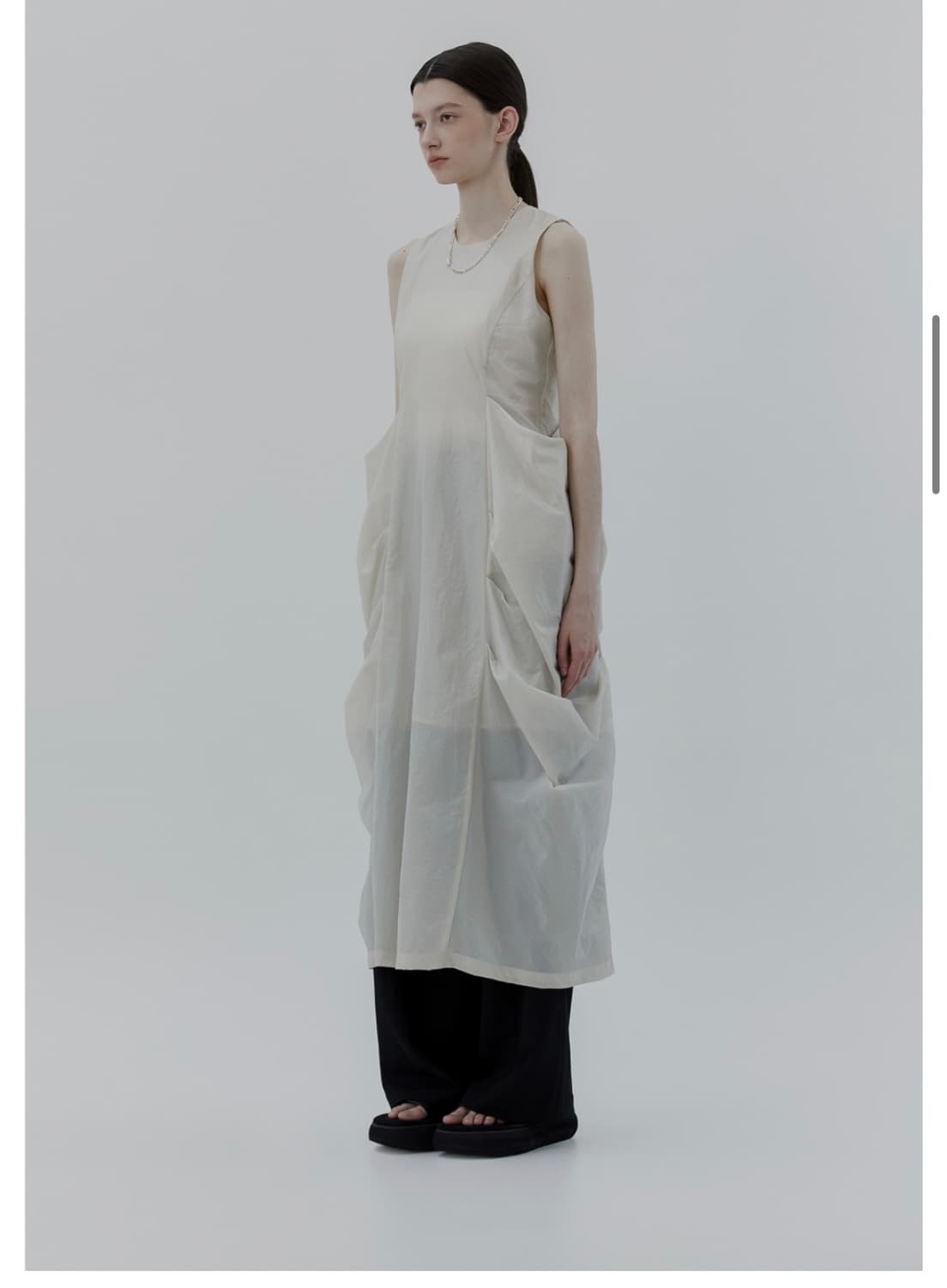 새상품)트리밍버드 드레이프 포켓 슬리브리스 드레스 원피스 상품이미지5