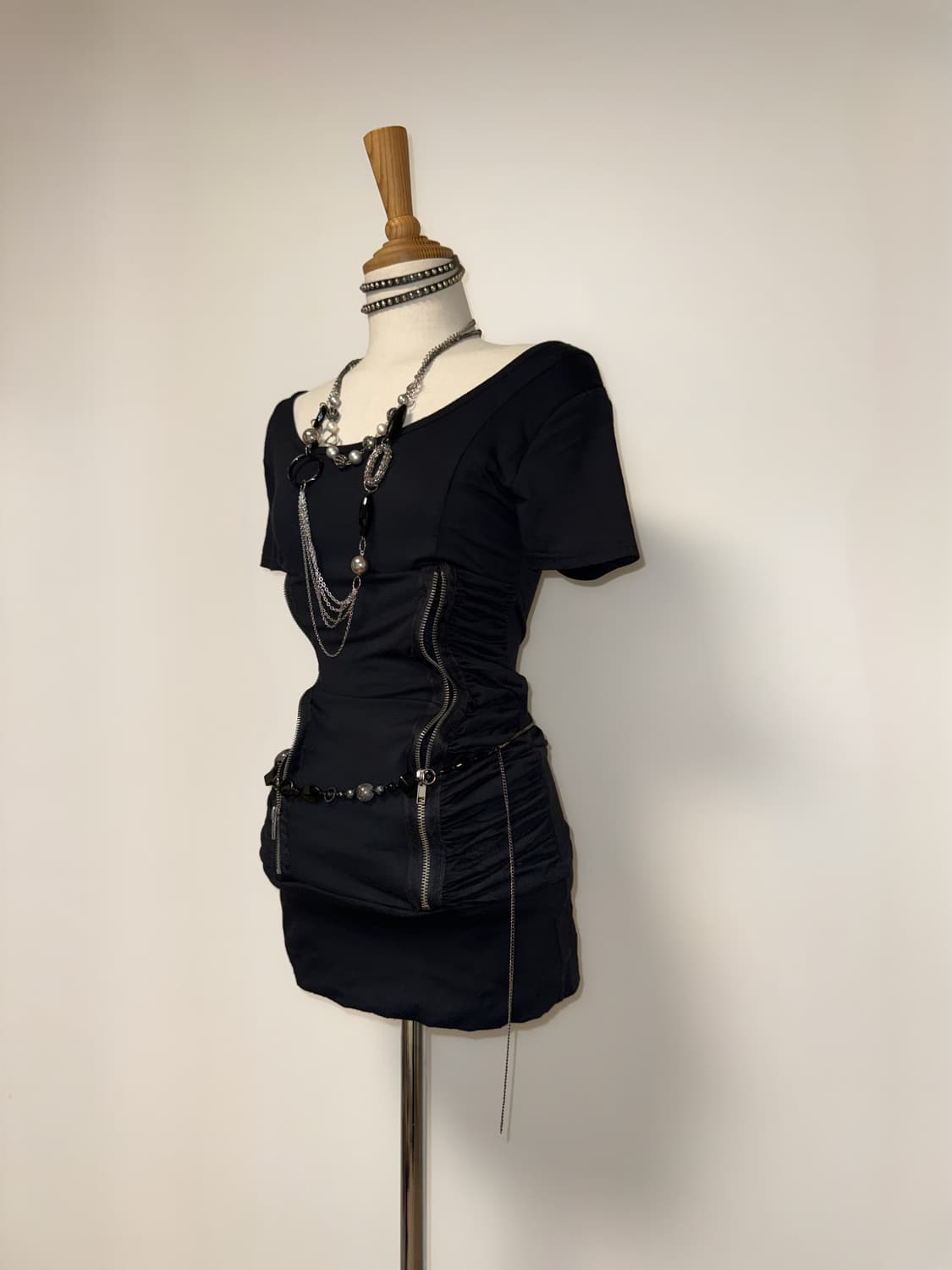 JOKY GAL 지퍼 셔링 갸루 미니 원피스  상품이미지2