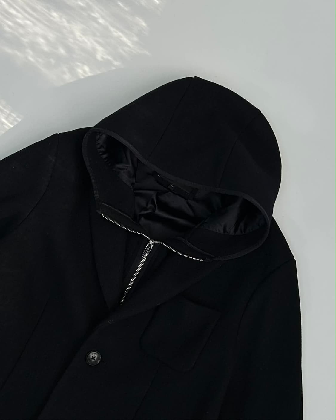 [50] 엠포리오 아르마니 후디드 레이어드 울 코트 상품이미지7