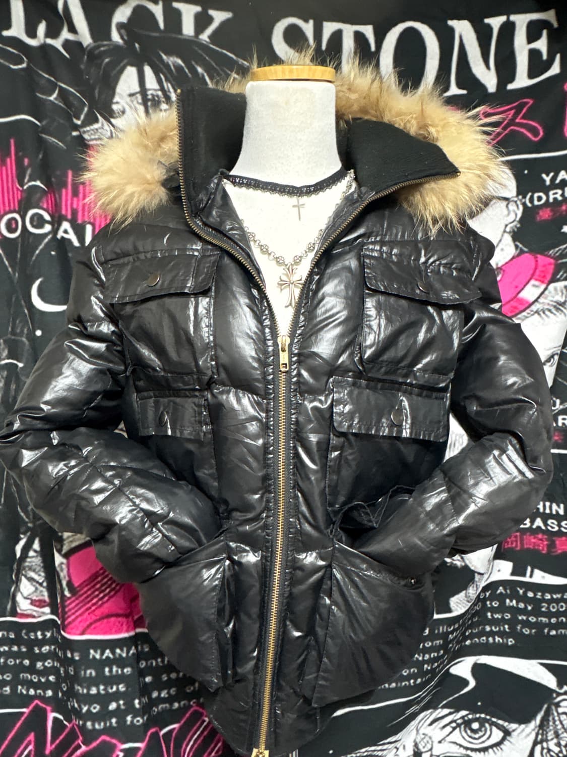y2k 펑크 갸루 빈티지 퍼 패딩 상품이미지1