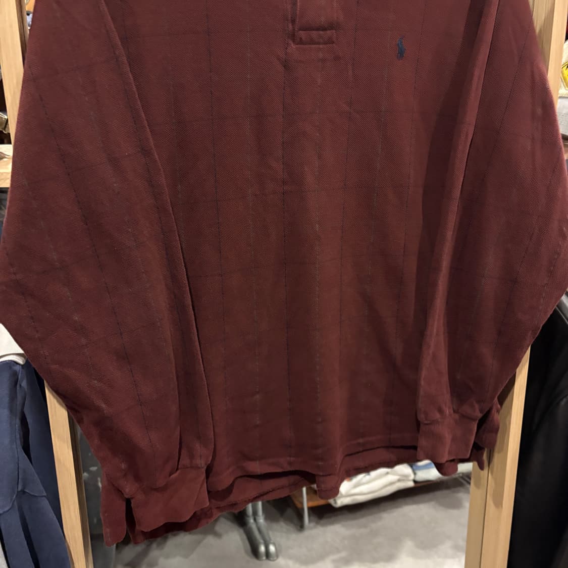 폴로 미국 생산 체크 긴팔 카라 티셔츠 상품이미지3