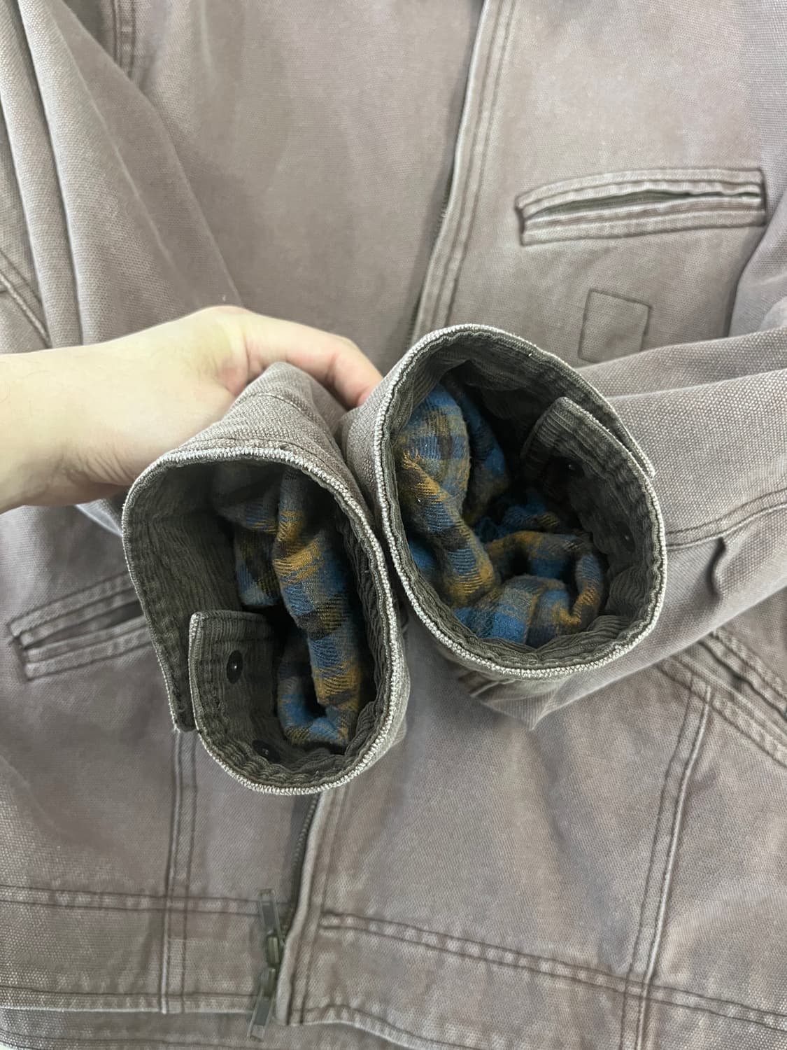 새상품급 L) 에스피오나지 캔버스 블루종 워크자켓 버건디  상품이미지4