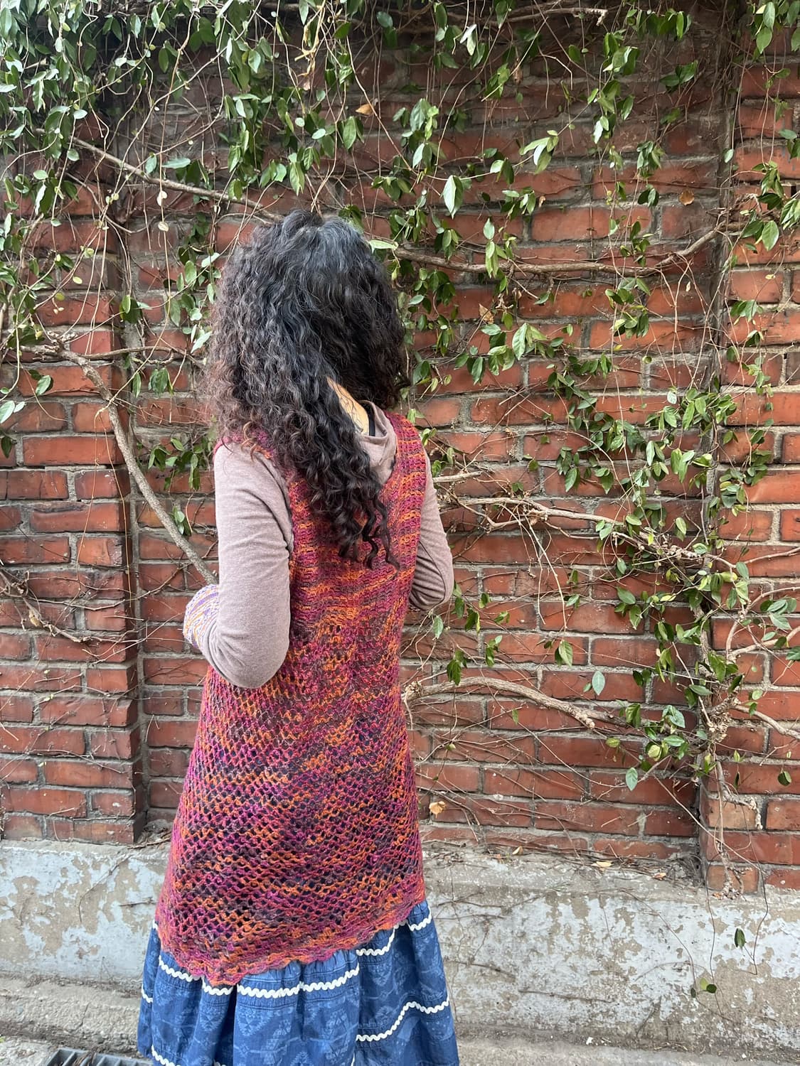 빈티지 무드 레이어두 그물 니트 원피스 상품이미지3