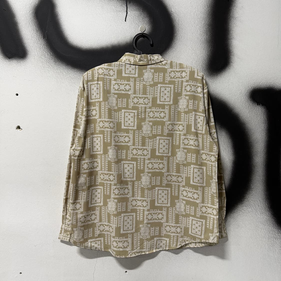 VTG 빈티지 에스닉 마오리 풀 패턴 폴리 긴팔 셔츠 상품이미지2