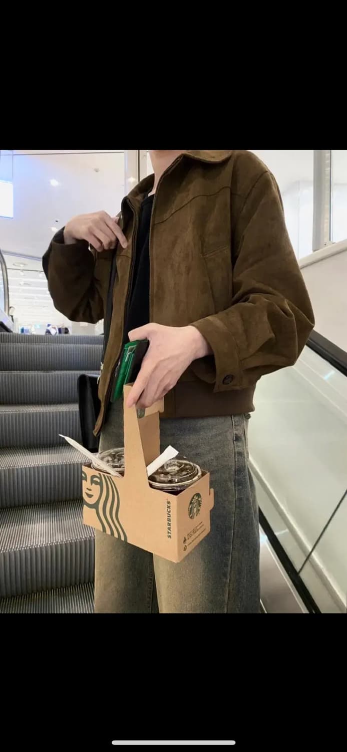 어라이브 브라운 스웨이드 블루종 자켓 상품이미지1