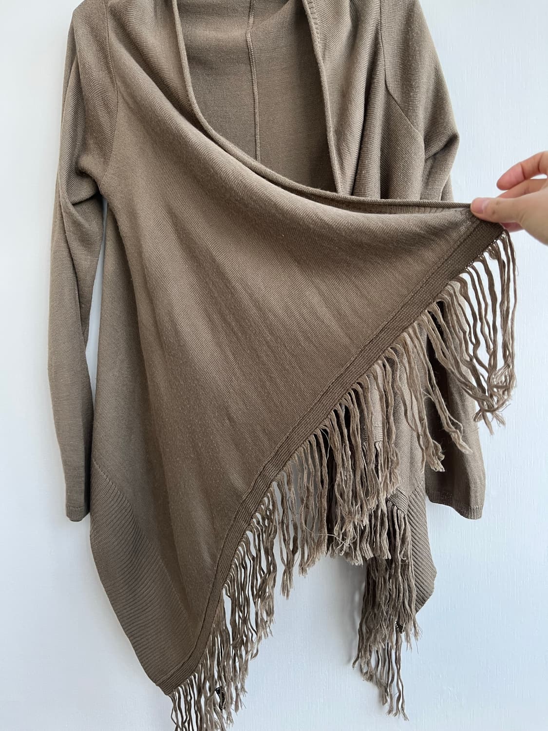 브라운 긴팔 수술 숄 가디건 상품이미지5