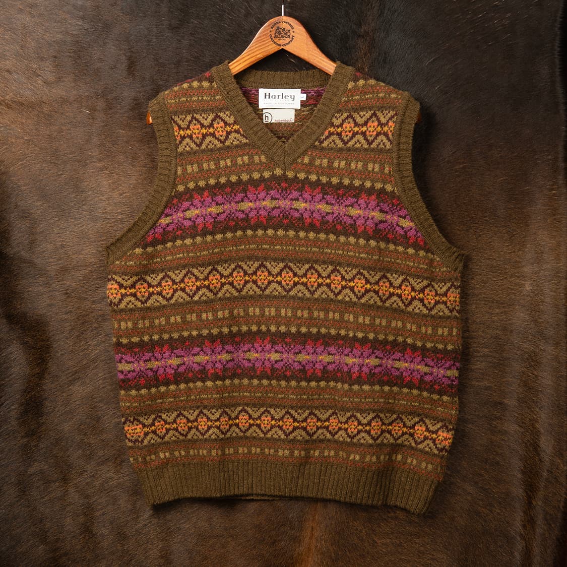 [L] 할리오브스코틀랜드 페어아일 퓨어울 니트 베스트  상품이미지1