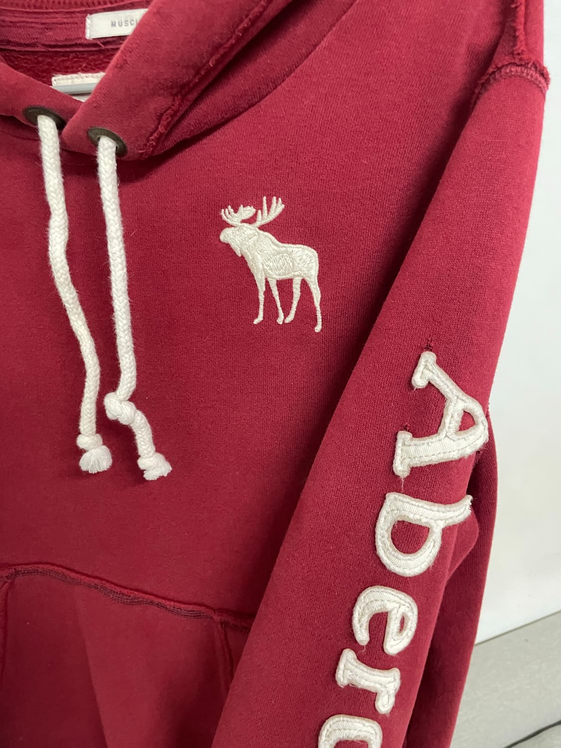 유일매물)아베크롬비 빅 순록 버건디 후드티 상품이미지6