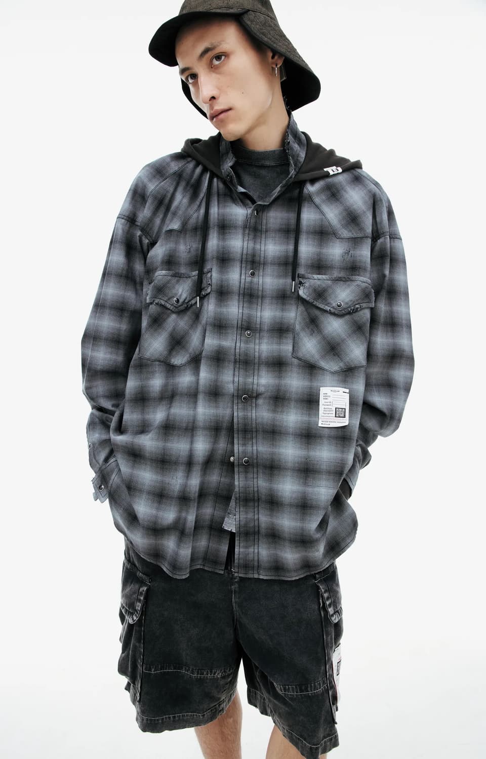 MIHARA YASUHIRO — 2023/24 체크 후드 셔츠 상품이미지2