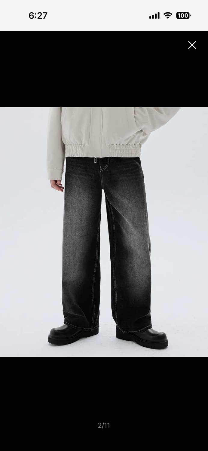 프런트 워싱 와이드 데님 상품이미지2