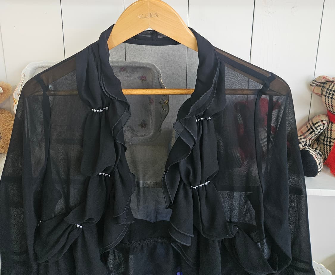 블랙 시스루 프릴 볼레로 상품이미지3