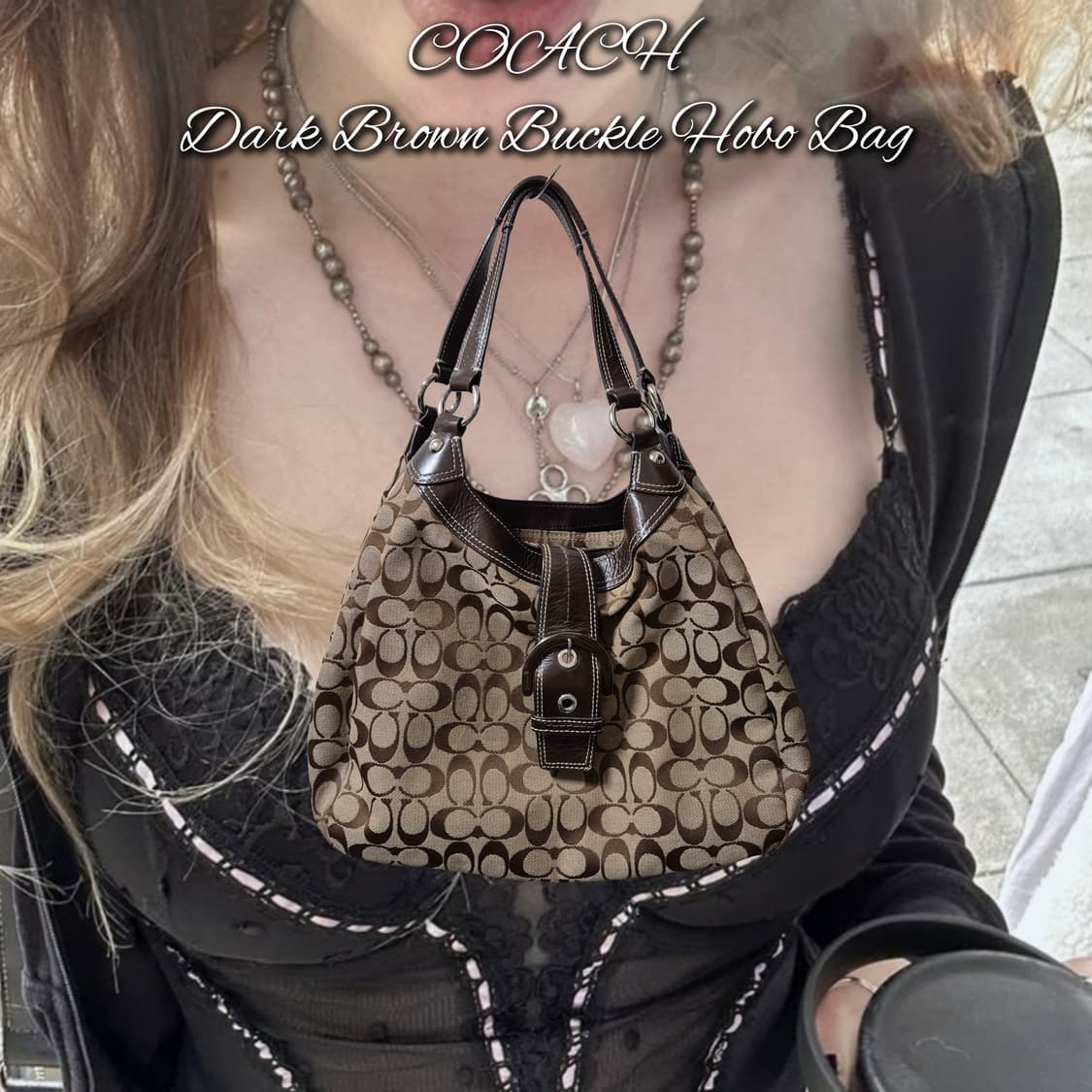 COACH Dark Brown Buckle Hobo Bag 상품이미지1