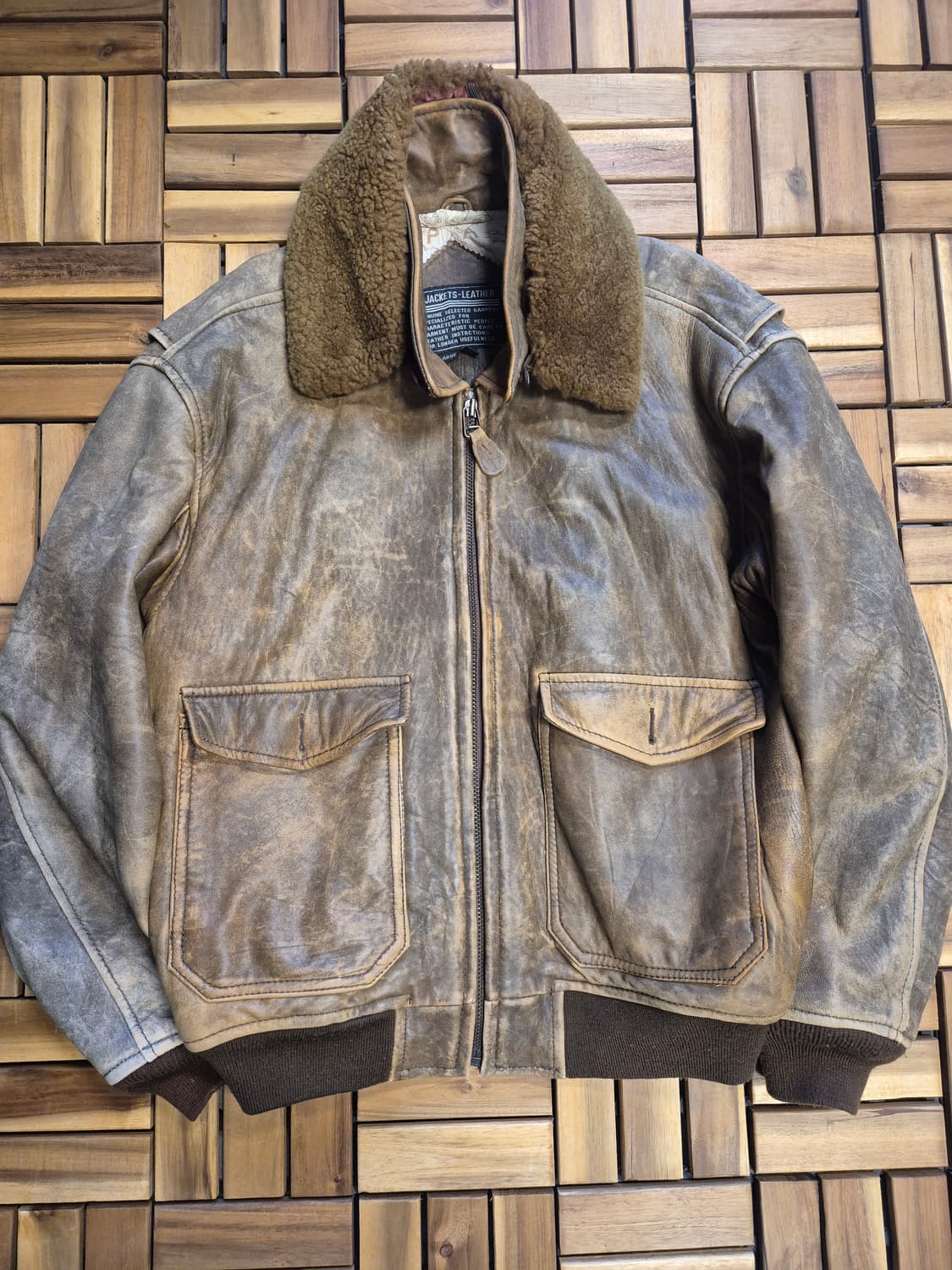 90s 램스킨 A-2 플라이트 레더 자켓 상품이미지2