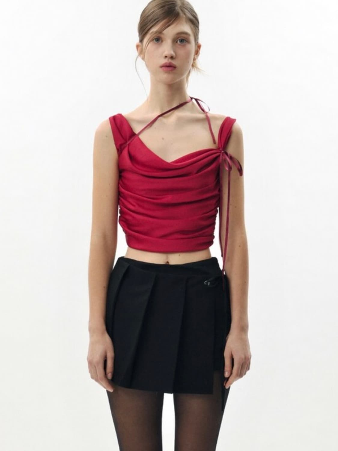 페인오어플레져 새틴 탑 dew cowl satin top red 상품이미지1