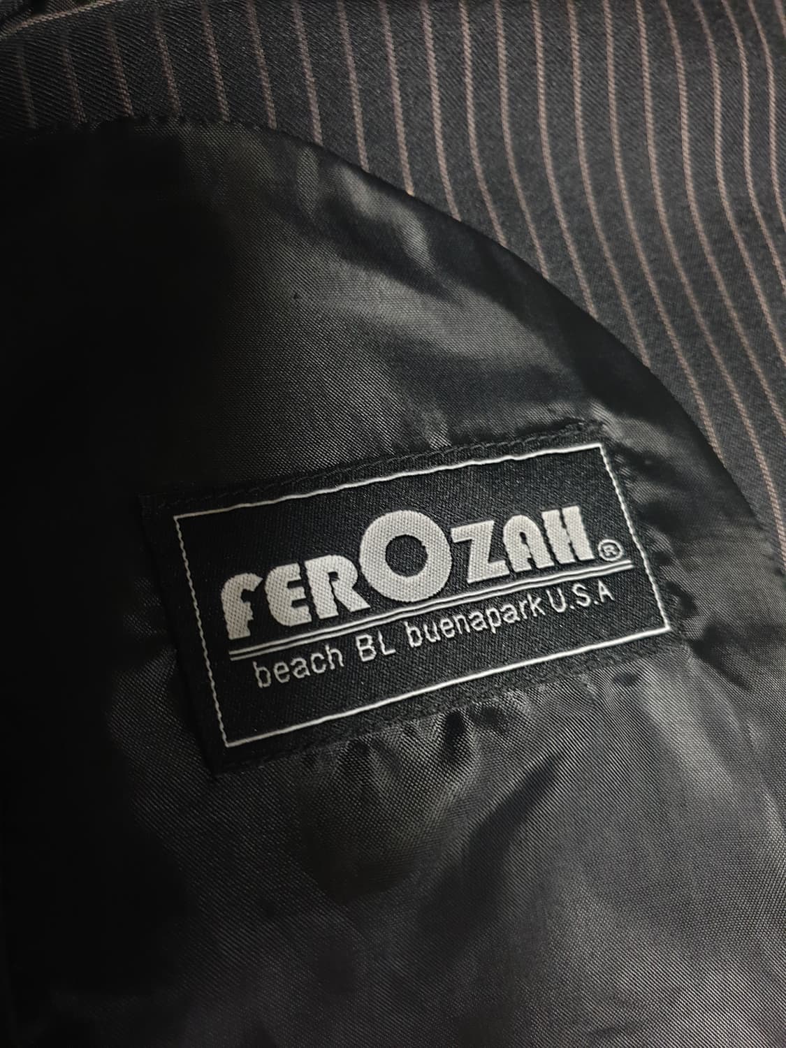 (USA빈티지) FEROZAH 스트라이프 쓰리버튼 블레이저 차콜 상품이미지3