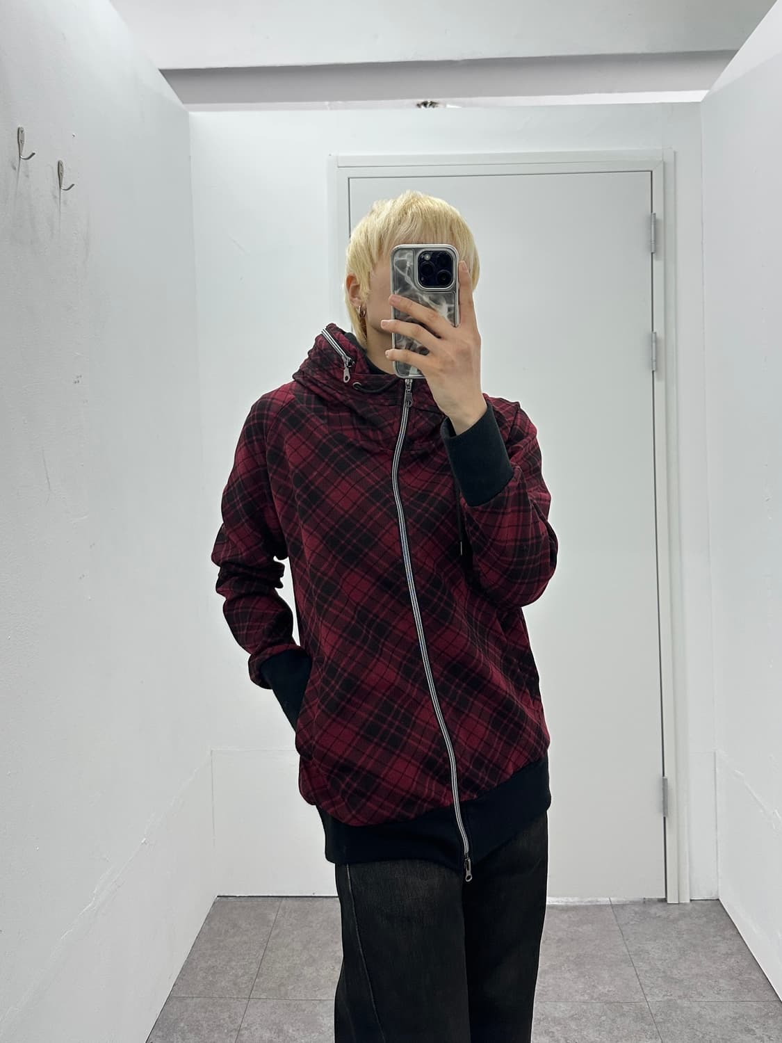 Plus 0ne Bono Check High Neck 2way Zip U 상품이미지2