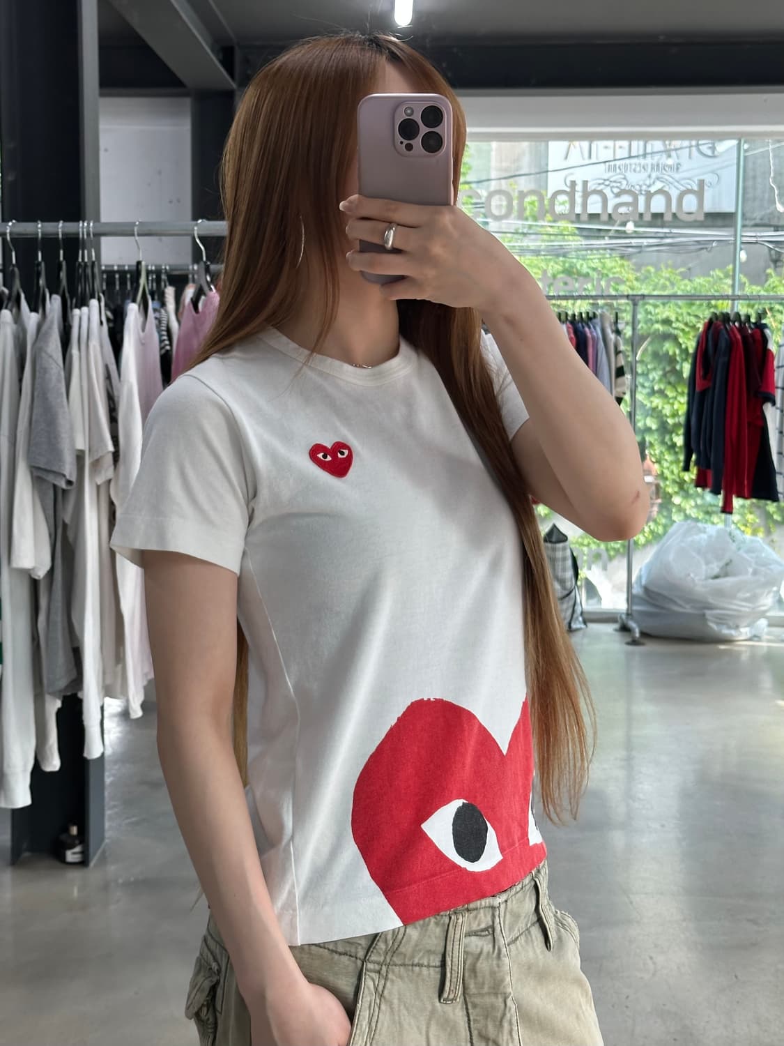 꼼데가르송 플레이 하프 하트로고 반팔티 상품이미지2