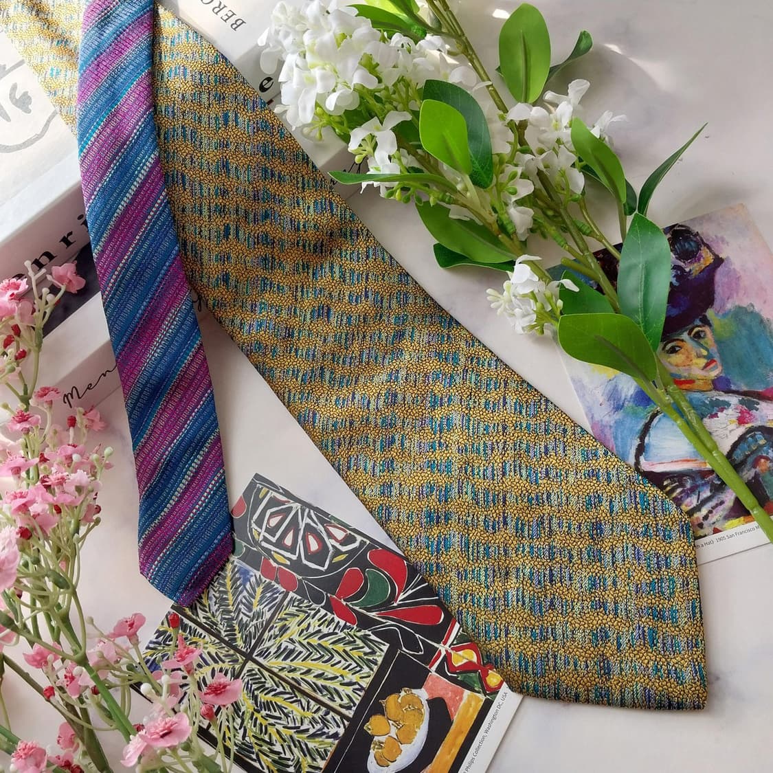 미쏘니 실크 골드 자카드 패턴 넥타이 9.4cm A+등급 K1723
 상품이미지4