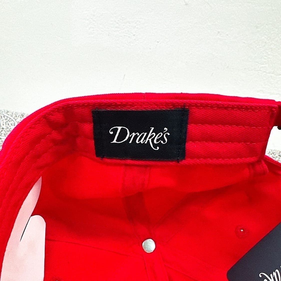 (정품/새상품) Drakes 드레익스 남성 레드 D 플래그 로고 볼캡 상품이미지4