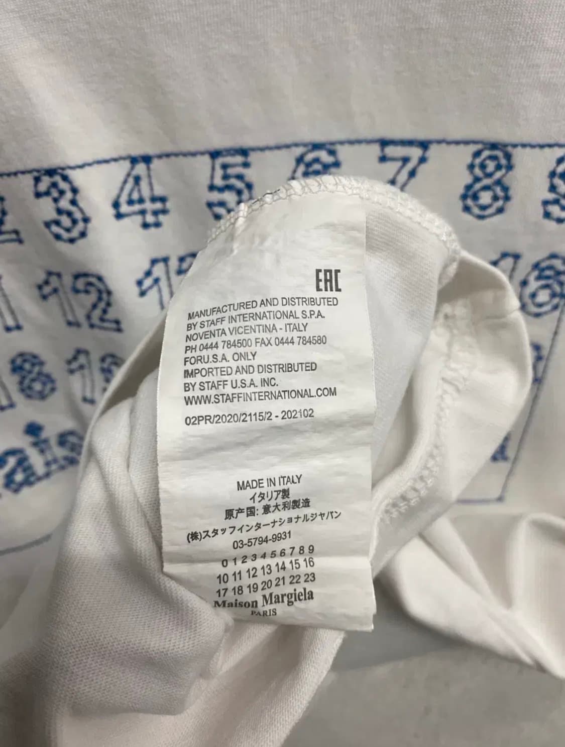 메종마르지엘라 넘버링 프린트 화이트 반팔 L 상품이미지5