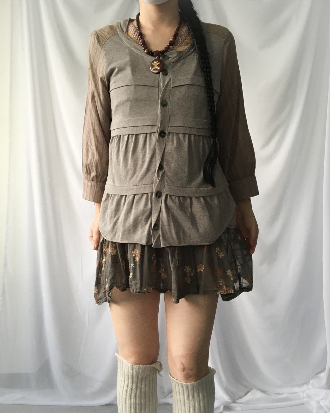 Layer patch work point blouse 상품이미지6
