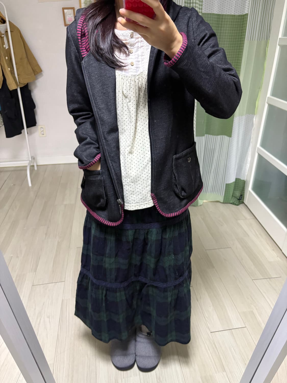 흑청 배색 후드 집업 상품이미지10