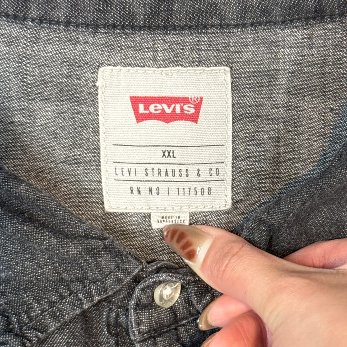 XL) 리바이스 투포켓 웨스턴 흑청 데님 셔츠 상품이미지6